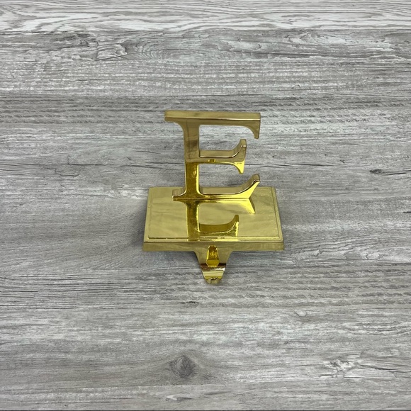 Gold Brass E Shelf Hook Stocking Hanger Christmas Decor - Picture 2 of 7